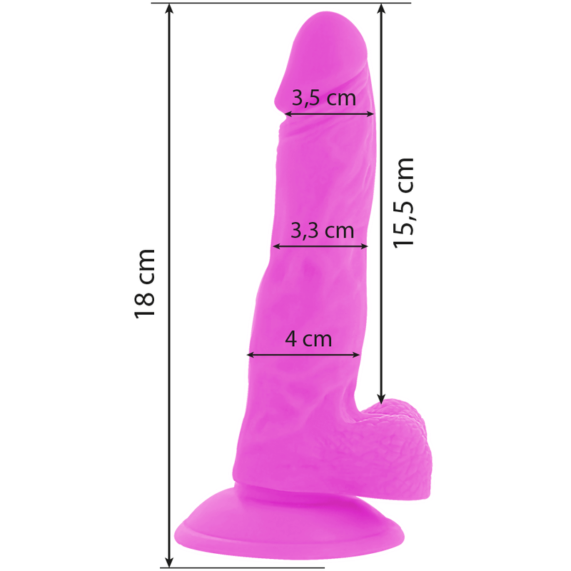 DIVERSIA - DILDO REALÍSTICO FLEXIBLE CON VIBRACIÓN LILA 18 CM -O- 4 CM - Imagen 3