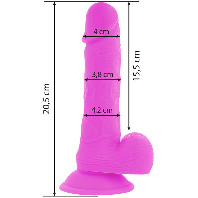 DIVERSIA - DILDO REALÍSTICO FLEXIBLE CON VIBRACIÓN LILA 20.5 CM -O- 4.2 CM - Imagen 3