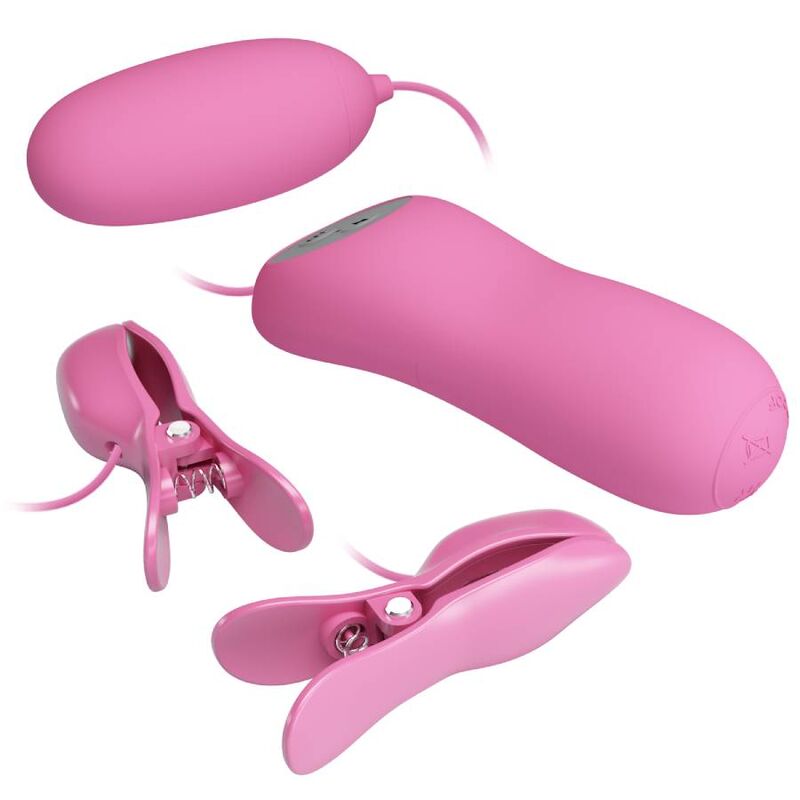 PRETTY LOVE - PINZAS CON VIBRACIÓN Y ELETROSHOCK ROSA - Imagen 4