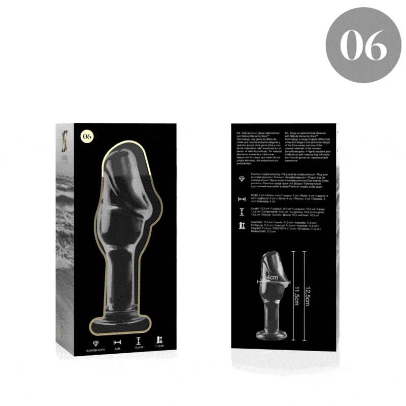 NEBULA SERIES BY IBIZA - MODELO 6 PLUG CRISTAL TRANSPARENTE 12.5 CM -O- 4 CM