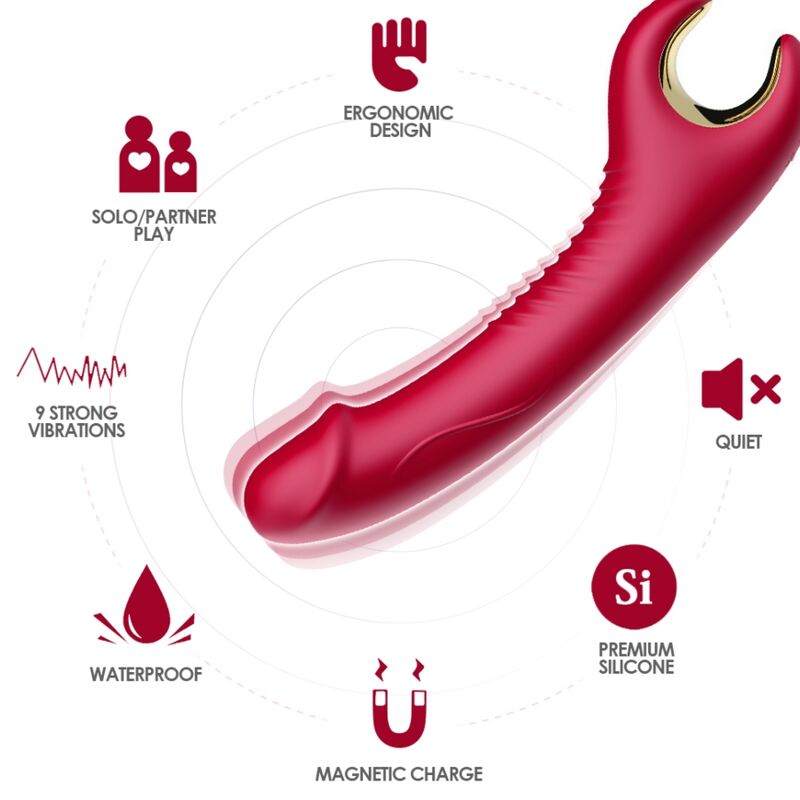 ARMONY - PRINCE DILDO VIBRADOR ROTADOR ROJO - Imagen 2