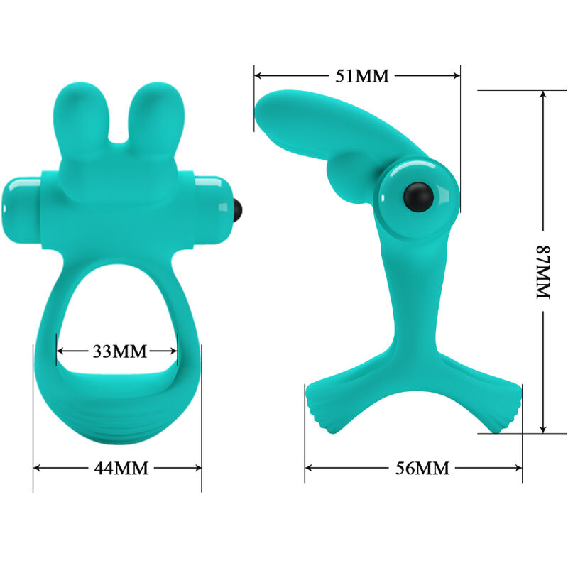 PRETTY LOVE - DANTE ANILLO VIBRADOR RABBIT VERDE - Imagen 4