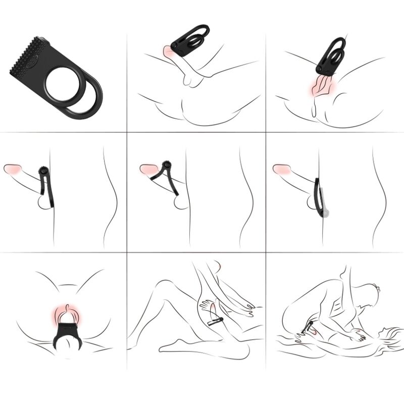 ARMONY - TWINS ANILLO DOBLE VIBRADOR PAREJAS NEGRO - Imagen 4