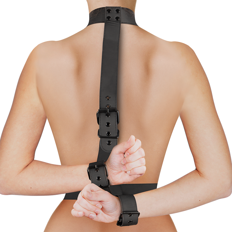 FETISH SUBMISSIVE BONDAGE - CONJUNTO DE SUJECIÓN PARA EL CUERPO DE CUELLO Y MUÑEQUERAS - Imagen 3