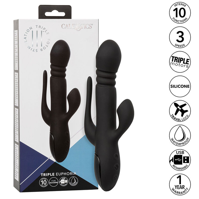 CALEXOTICS - VIBRADOR TRIPLE EUPHORIA NEGRO - Imagen 2