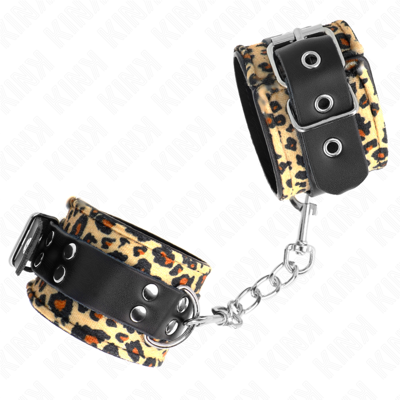 KINK - MUÑEQUERAS DE CUERO ESTILO LEOPARDO AJUSTABLE 18-29 CM X 5.5 CM - Imagen 2