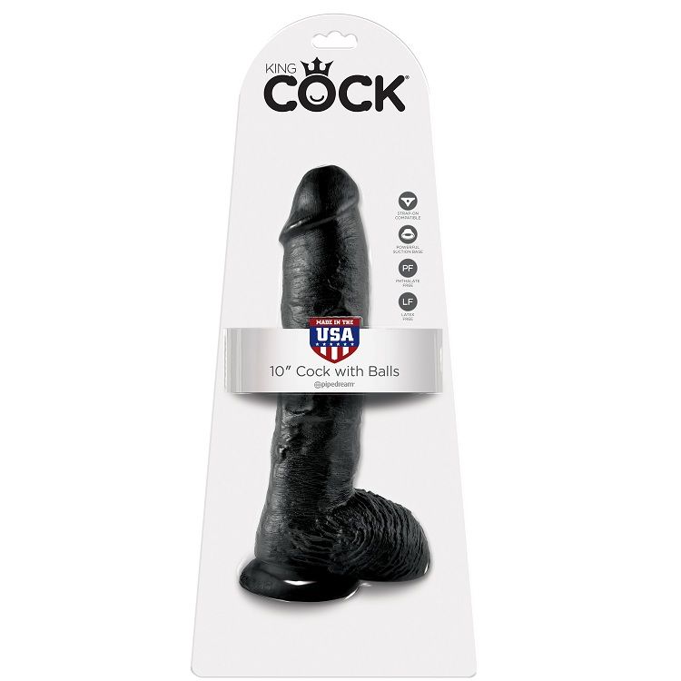 KING COCK - PENE REALISTICO NEGRO 25.4 CM