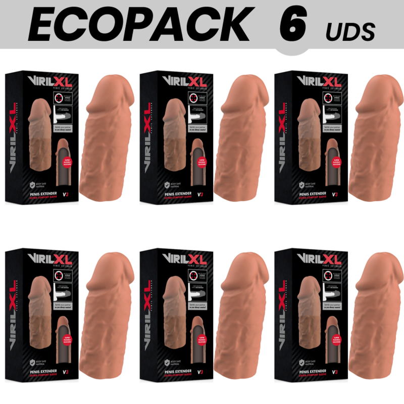 ECOPACK 6 UDS - VIRILXL EXTENSION DE PENE LIQUID SILICONE V3 MARRON