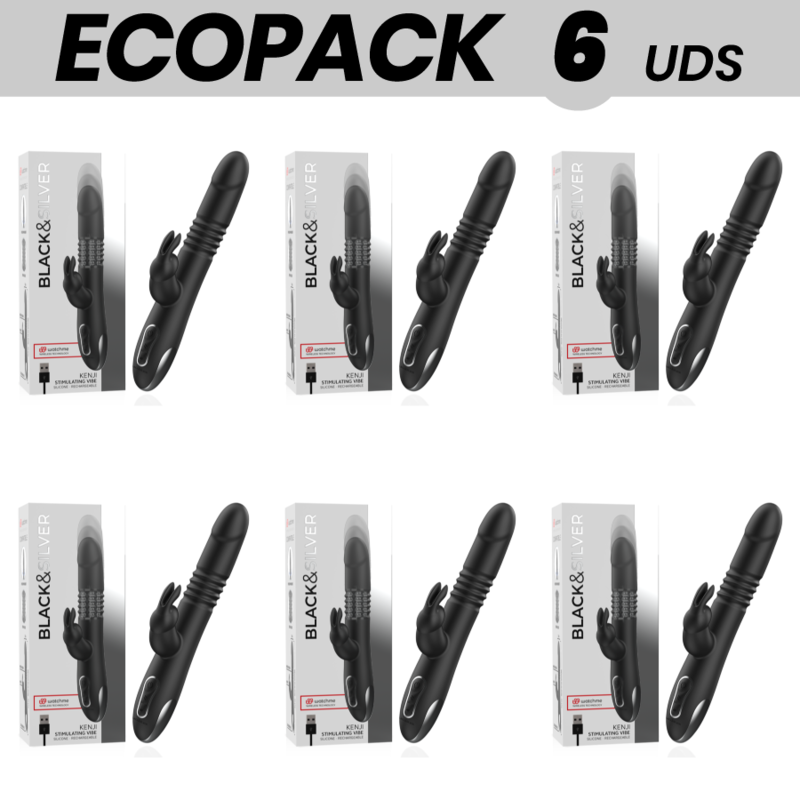 ECOPACK 6 UDS - BLACKSILVER KENJI VIBRADOR RABBIT UP DOWN COMPATIBLE CON WATCHME