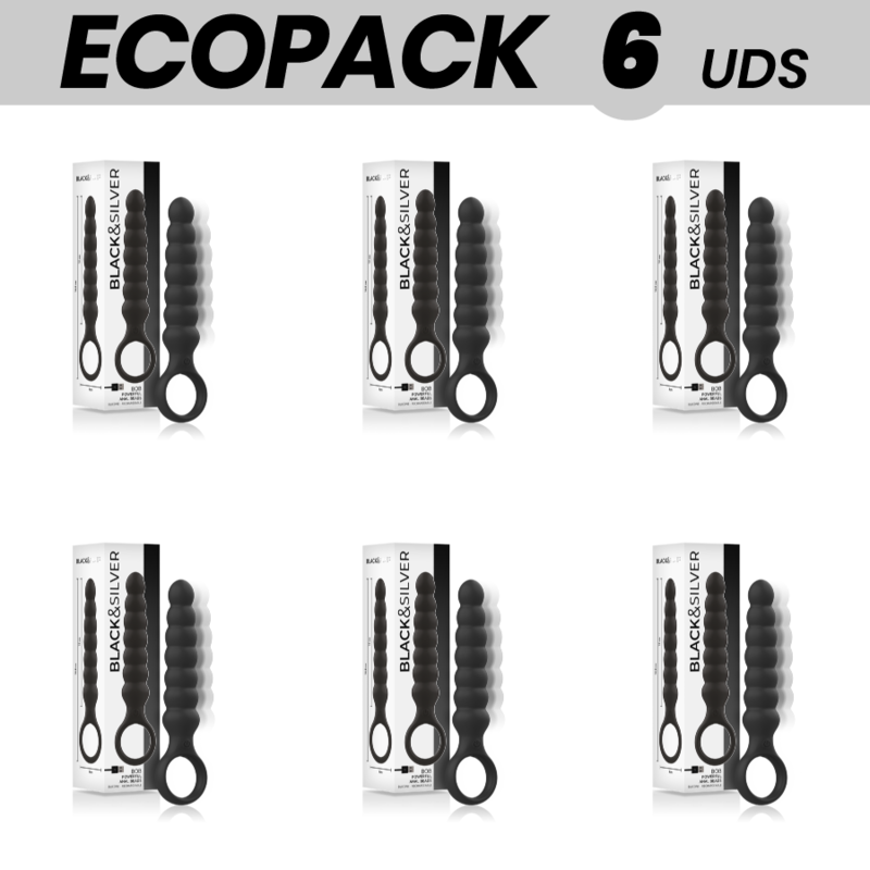 ECOPACK 6 UDS - BLACKSILVER BOB POTENTE CADENA ANAL SILICONA