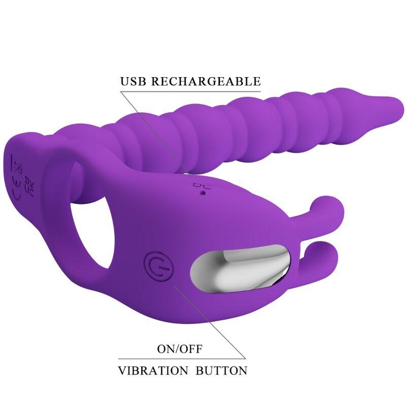 PRETTY LOVE - BLACKNEY ANILLO PENE CON PLUG VIBRADOR LILA - Imagen 5