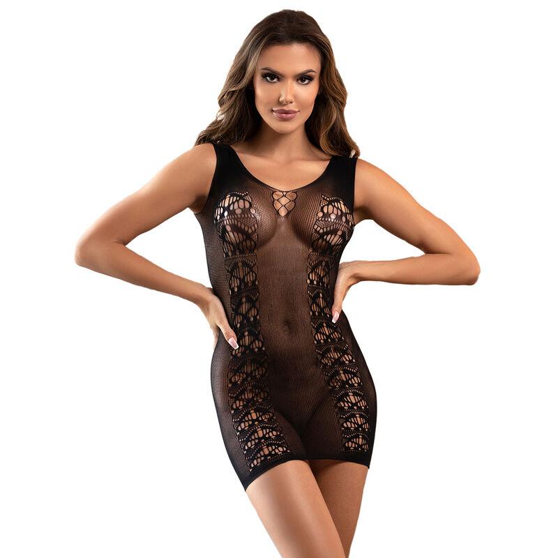SUBBLIME - 952167 VESTIDO DE REJILLA CORTO ELÁSTICO NEGRO TALLA ÚNICA