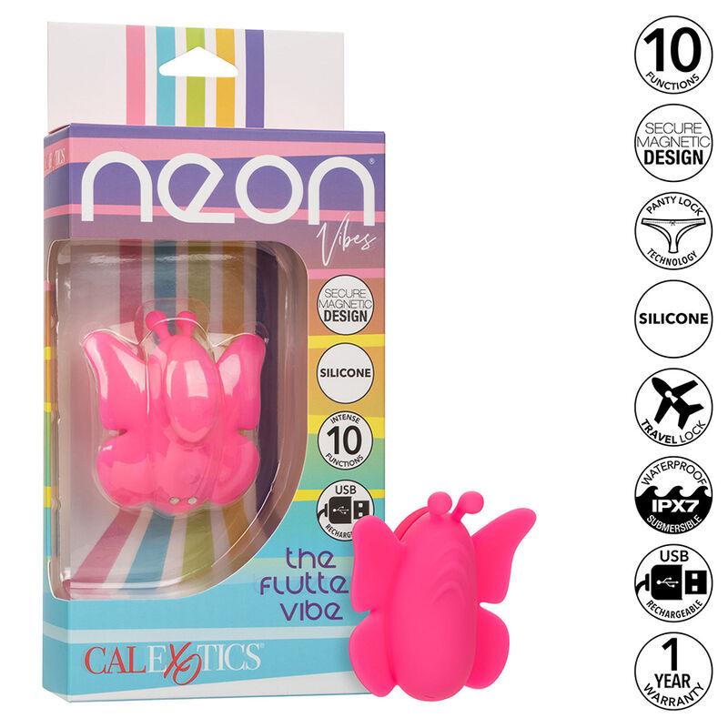 CALEXOTICS - NEON VIBES THE FLUTTER VIBE ESTIMULADOR 10 VIBRACIONES ROSA - Imagen 2