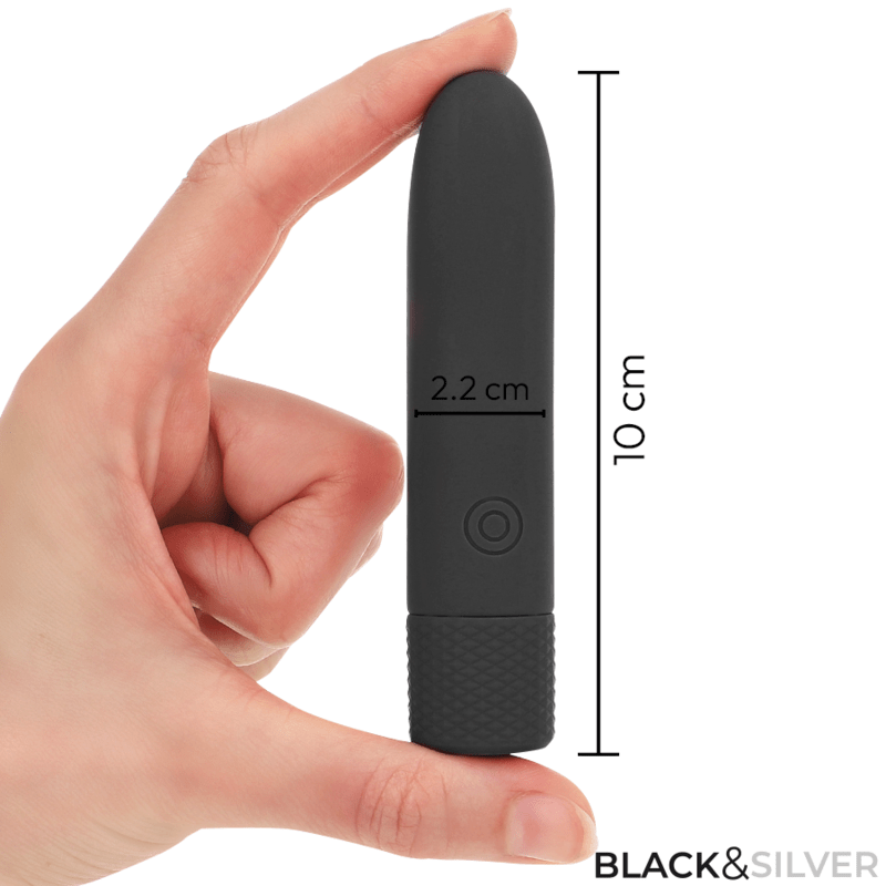 BLACK SILVER - GERI BALA VIBRADORA RECARGABLE POR USB 8 VIBRACIONES NEGRO 10 X 2.2 CM - Imagen 4