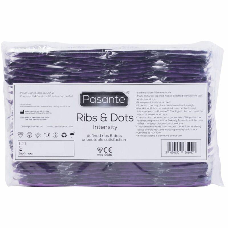 PASANTE - RIBS  DOTS PRESERVATIVOS INTENSITY 144 UNIDADES