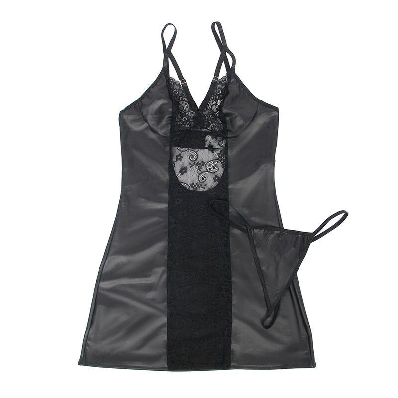 SUBBLIME - 954178 VESTIDO + TANGA CUERO NEGRO L/XL - Imagen 5