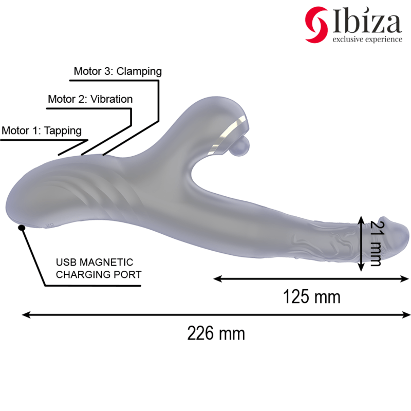 IBIZA - VIBRADOR HI-TECH RABITT CLITORIAL POTENTE Y DOBLE WAVE TWO DRAGONS - Imagen 5