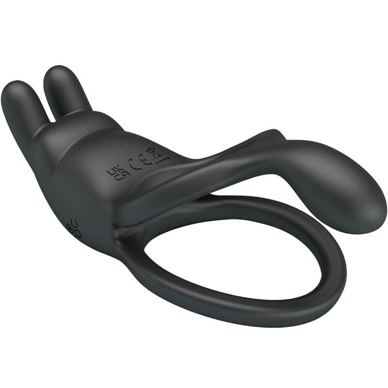PRETTY LOVE - SETH DOBLE ANILLO VIBRADOR RABBIT 7 VIBRACIONES NEGRO - Imagen 4