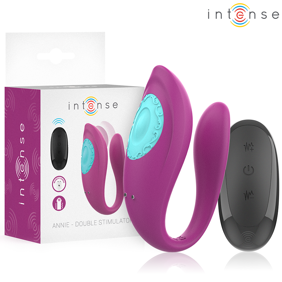 INTENSE - ANNIE ESTIMULADOR VIBRADOR FORMA DE U MORADO CONTROL REMOTO