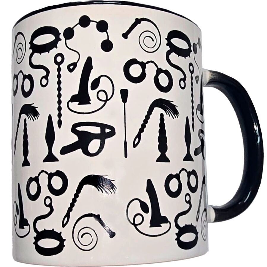 DIABLO PICANTE - TAZA BLANCA BONDAGE  ASA NEGRA 370 ML