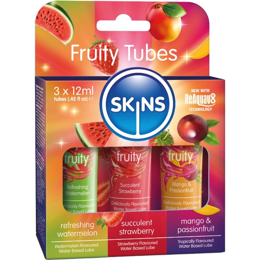 SKINS - FRUITY LUBES KIT LUBRICANTES SANDÍA, FRESA  MANGO 3 x 12 ML