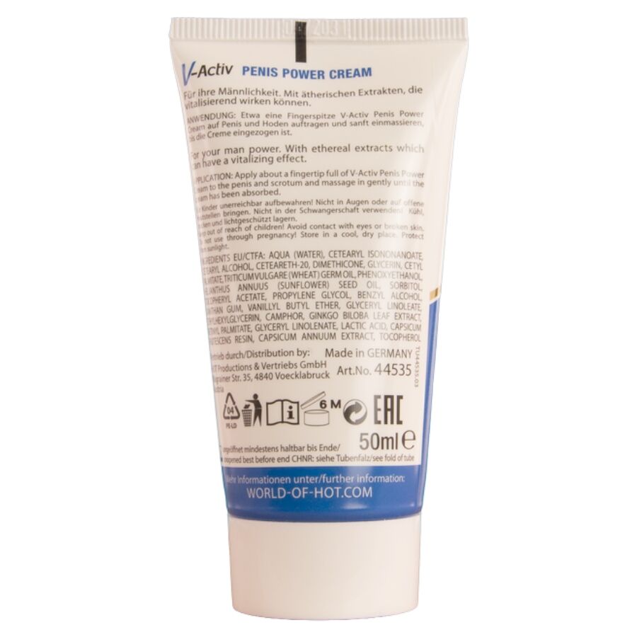 HOT - V-ACTIV PENIS POWER CREMA PARA HOMBRE 50 ML - Imagen 2