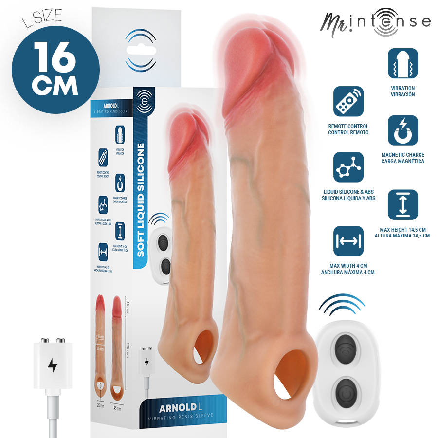 MR INTENSE – ARNOLD L VIBRADOR FUNDA PENE SILICONA CONTROL REMOTO 16 CM -Ø- 4.5 CM