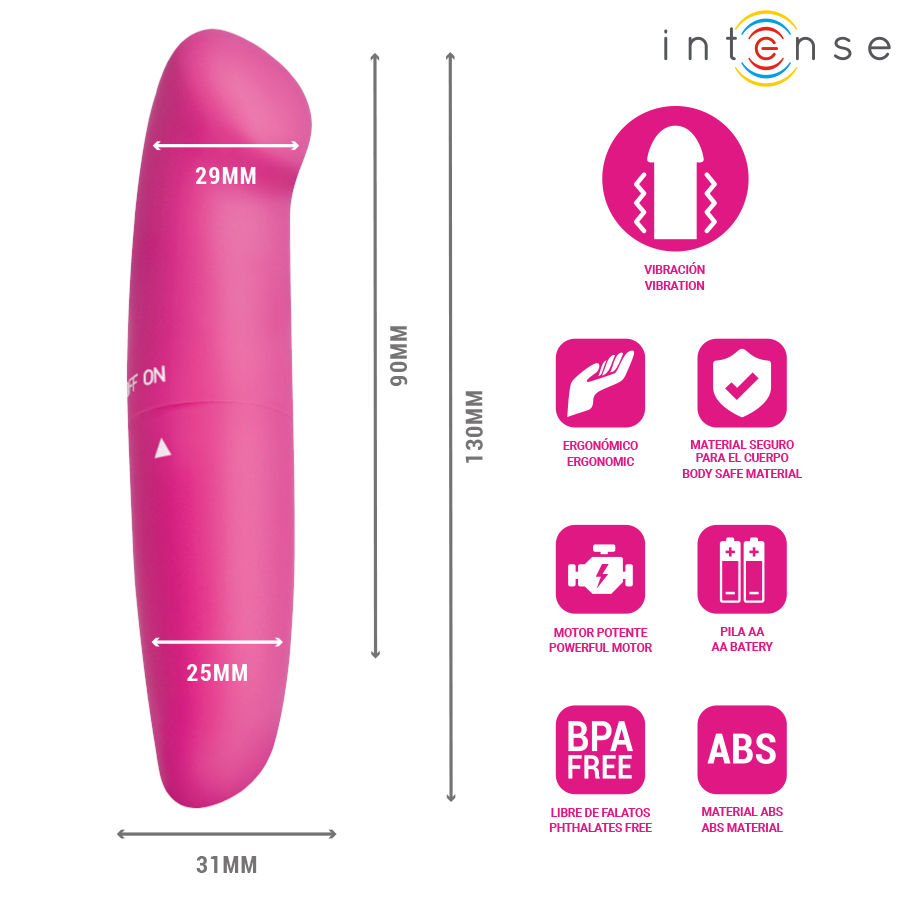 INTENSE - PHIL VIBRADOR PUNTO G ROSA 13 CM - Imagen 3