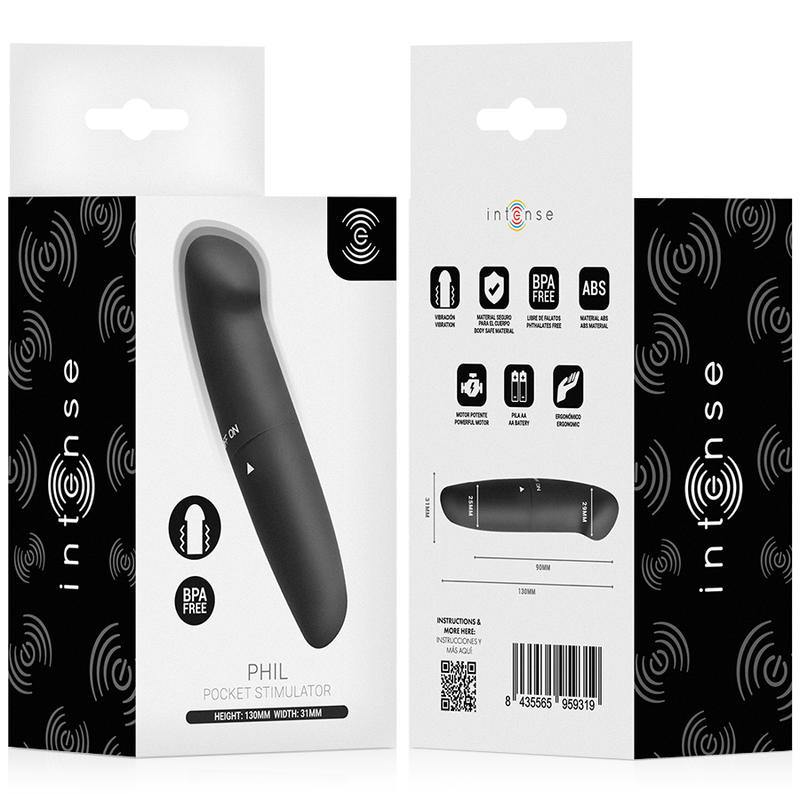INTENSE - PHIL VIBRADOR PUNTO G NEGRO 13 CM - Imagen 5