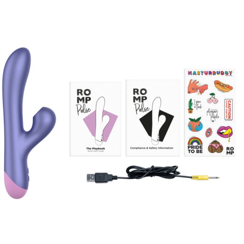 ROMP - PULSE VIBRADOR RABBIT DUAL PUNTO G AZUL ELÉCTRICO - Imagen 5