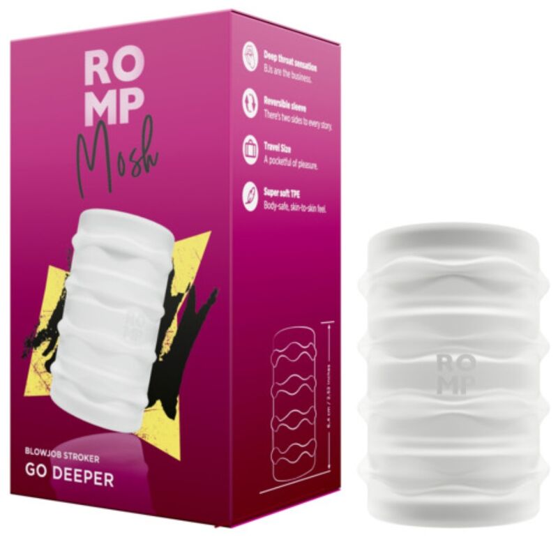 ROMP - MOSH MASTURBADOR MASCULINO TRANSPARENTE CON FUNDA REVERSBLE DE 6 CM - Imagen 2