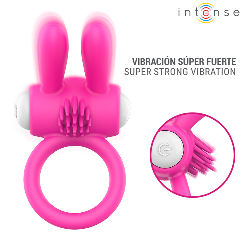 INTENSE - HOPPS ANILLO PARA PENE VIBRADOR CON ESTIMULACIÓN CLITORIANA ROSA - Imagen 3