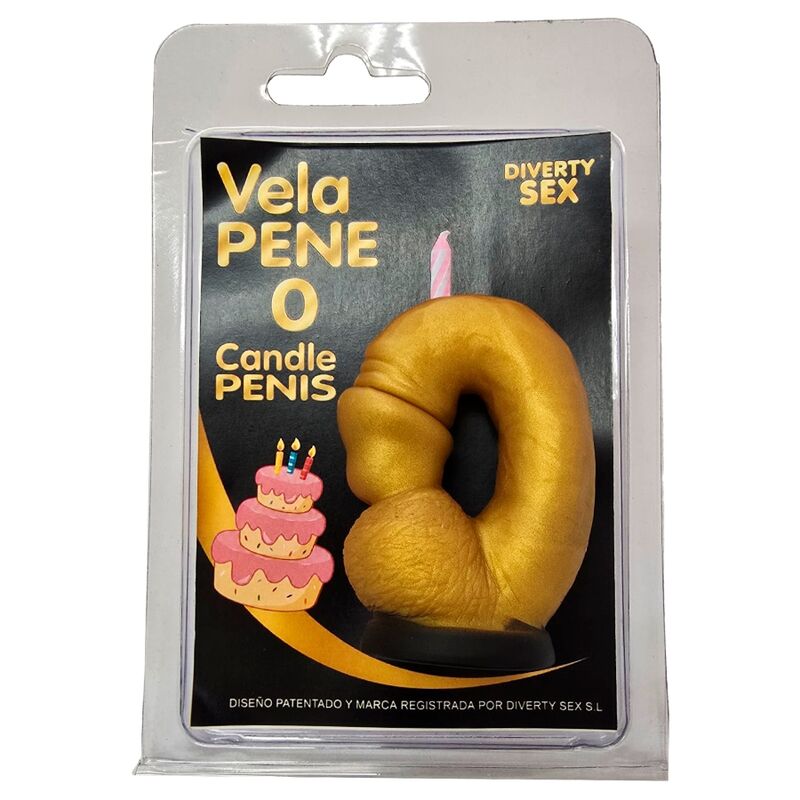 DIABLO PICANTE – VELA PENE EN FORMA DE NUMERO 0 COLOR DORADO