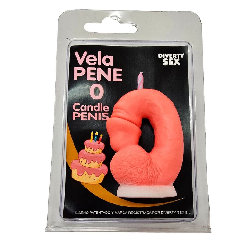 DIABLO PICANTE – VELA PENE EN FORMA DE NUMERO 0 COLOR ROSA