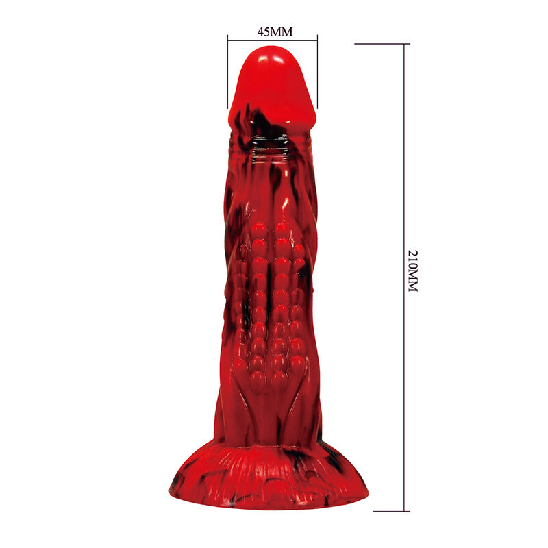 POWER MONSTERS - MINOTAUR DILDO FANTASÍA CON VENTOSA 21 CM Ø 5 CM ROJO Y NEGRO - Imagen 5