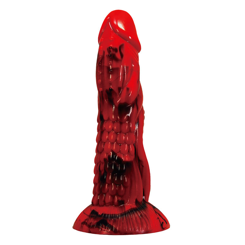 POWER MONSTERS - MINOTAUR DILDO FANTASÍA CON VENTOSA 21 CM Ø 5 CM ROJO Y NEGRO - Imagen 2