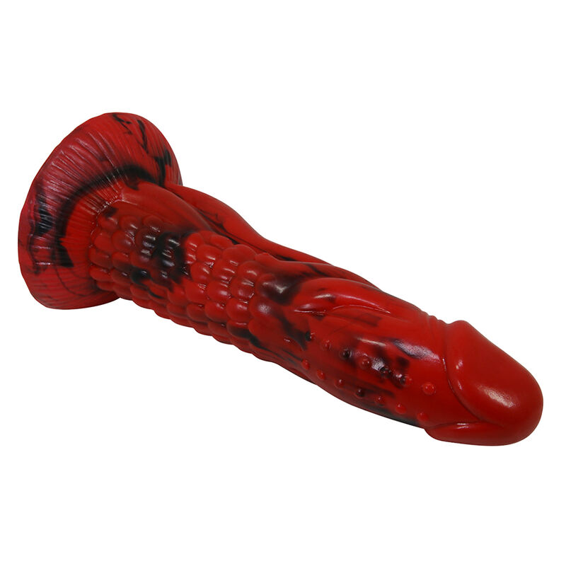 POWER MONSTERS - MINOTAUR DILDO FANTASÍA CON VENTOSA 21 CM Ø 5 CM ROJO Y NEGRO - Imagen 4
